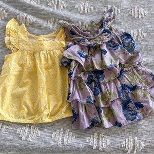 Cat & Jack Yellow Floral Ruffle Sundress Top with Lavender Accent